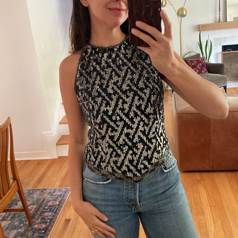 Vintage Y2K going out sequin beaded top